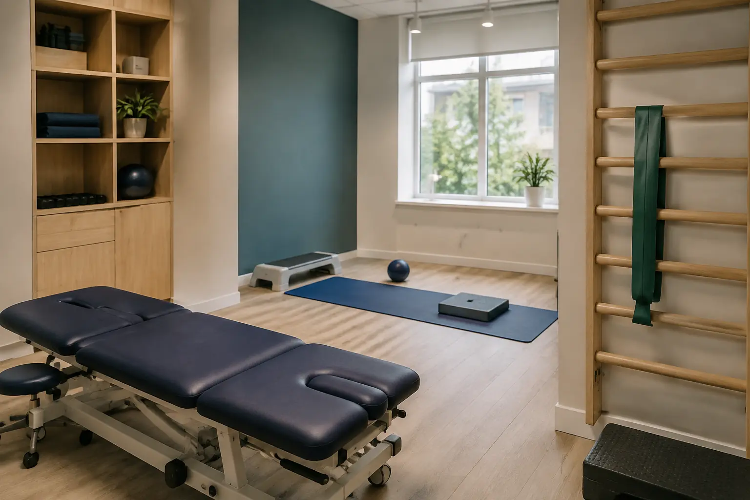 Bright treatment and active rehabilitation room at Beveg Clinic